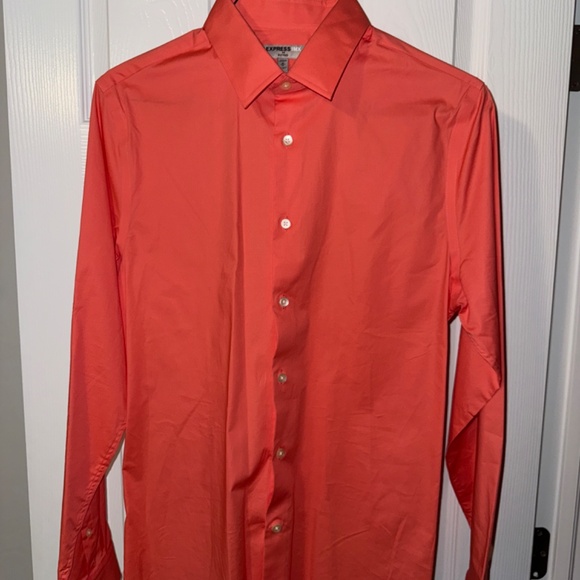 MENS EXPRESS 1MX FITTED DRESS SHIRT SALMON/ORANGE - Picture 3 of 3